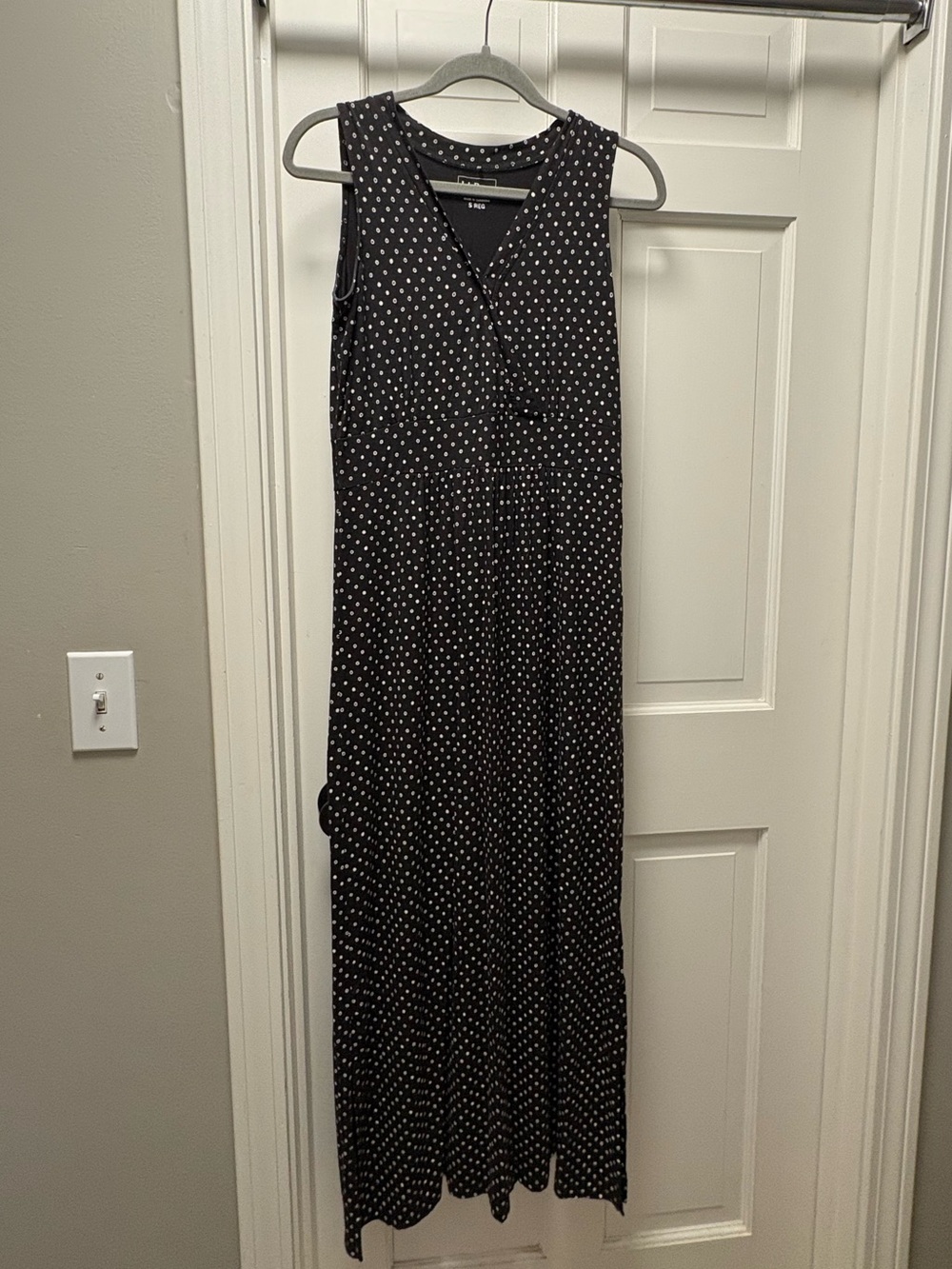 L.L. Bean Black Maxi Dress with White Polka Dots